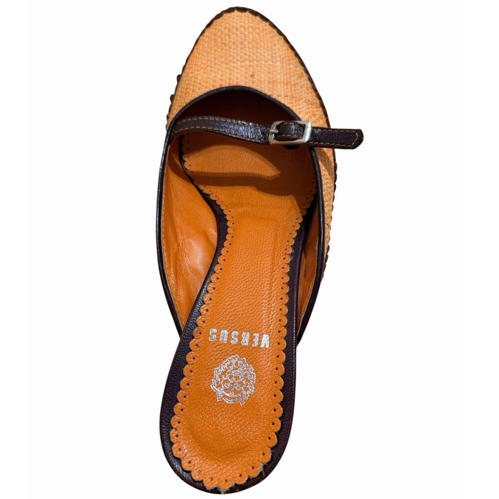 Vintage Versus Versace Raffia Slingback Kitten Heel Mules Italy Size EU 37 - Picture 4 of 9